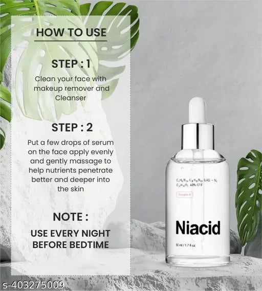 Niacid Face Serum -Skin Brightening & Anti-Aging Formula Repairs and Hydrates (Pack of 1)