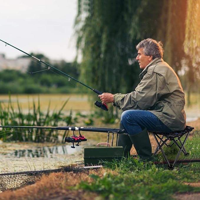 Folding Outdoor Portable Stool, Lightweight Chair Heavy Duty Camping Fishing Hiking Picnic Garden BBQ Chair Easy to Carry