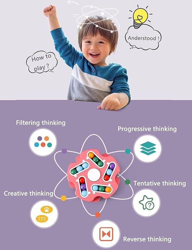 Fidget Toy Rotating Magic Bean Cube Spinner, Educational Learning Toy